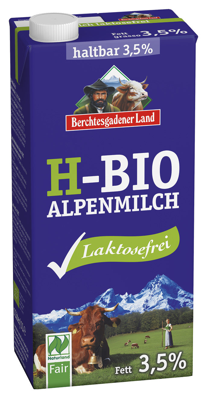 Haltbare Bio-Alpenmilch laktosefrei 3,5%, 1 l - YOGISHOP