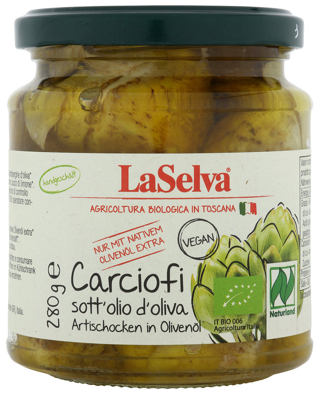 Bio Carciofini sott'olio, Artischocken in Olivenöl, 280 g - YOGISHOP