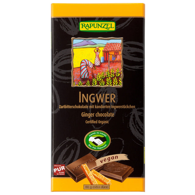 Bio Zartbitter Schokolade Ingwer 55%, 80 g - YOGISHOP