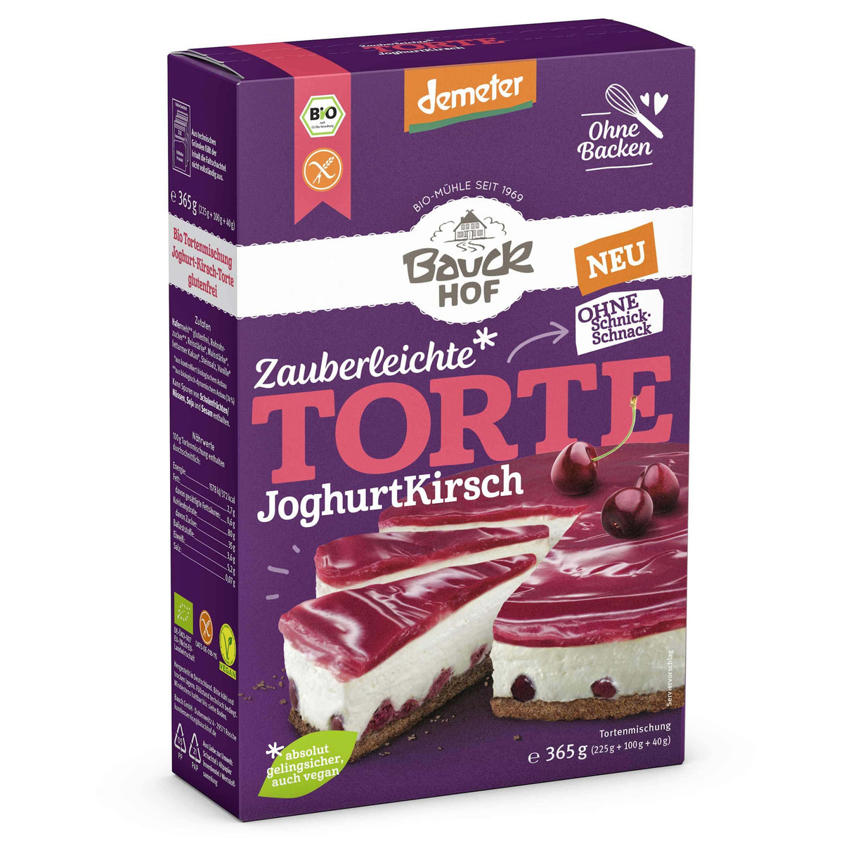 Bio Backmischung Joghurt Kirsch Torte glutenfrei demeter, 365 g - All-Bio Naturkost