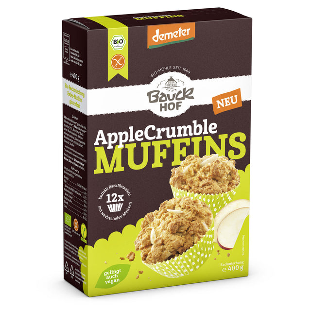 Bio Backmischung Apple Crumble Muffins glutenfrei demeter, 400 g - All-Bio Naturkost