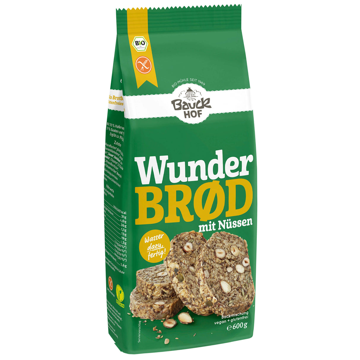 Bio Wunderbrod Backmischung mit Nüssen, glutenfrei, 600 g