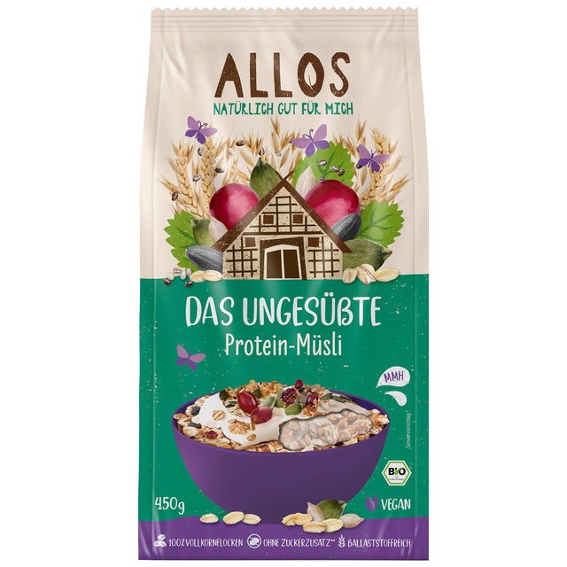 Bio Das Ungesüßte Protein Müsli, 450 g - All-Bio Naturkost