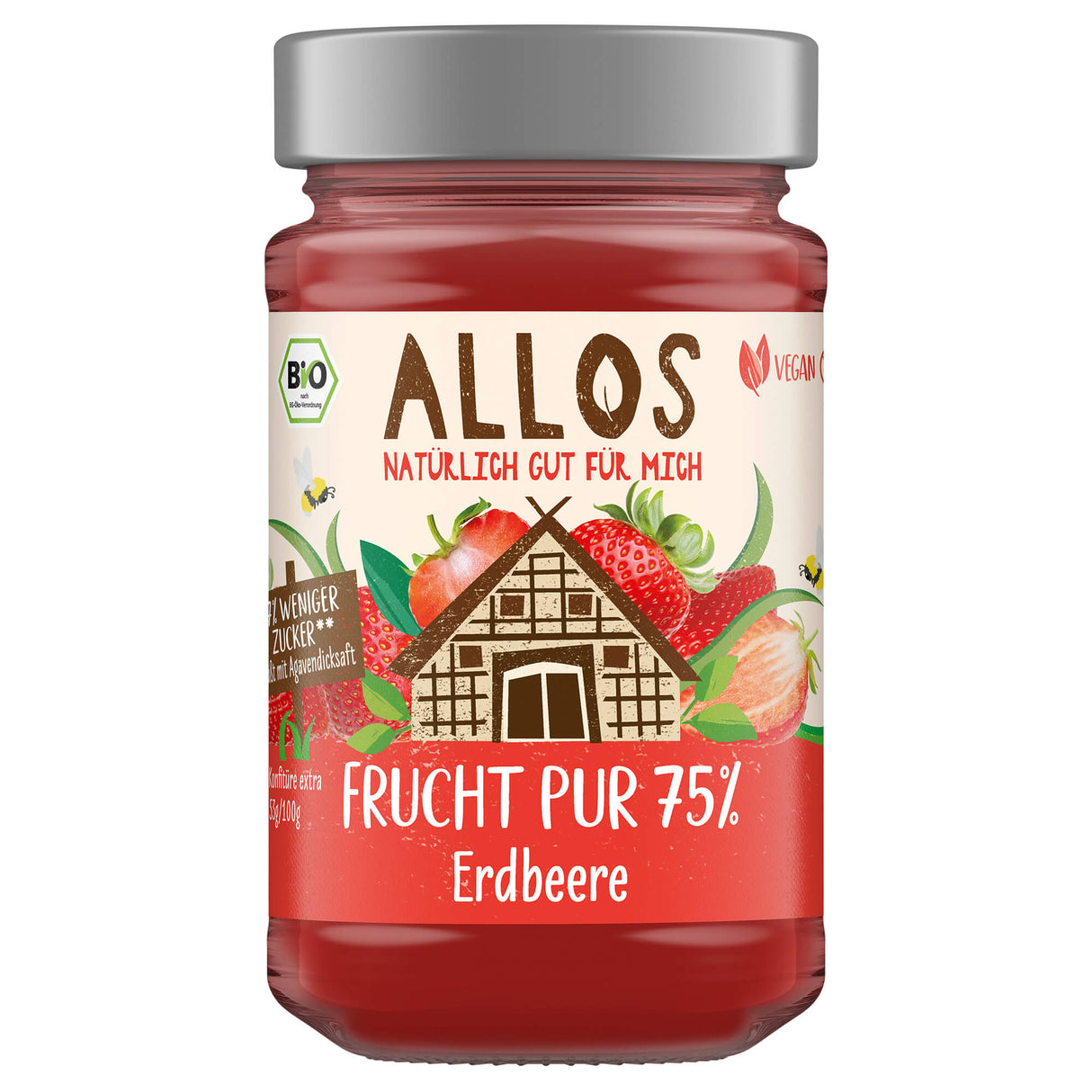 Bio Frucht pur Erdbeere, 250 g - All-Bio Naturkost