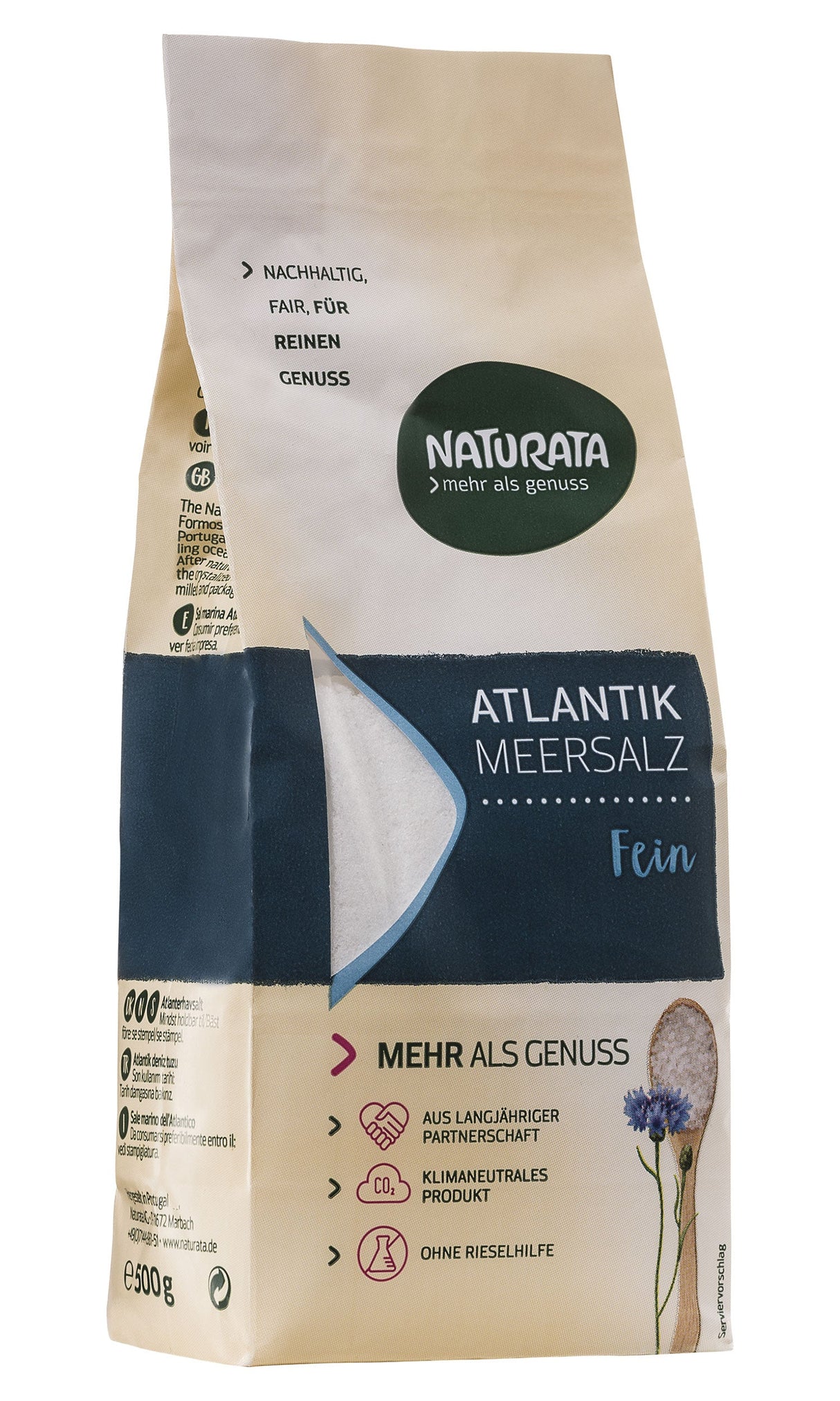 Atlantik-Meersalz fein (konv. Anbau), 500 g - YOGISHOP