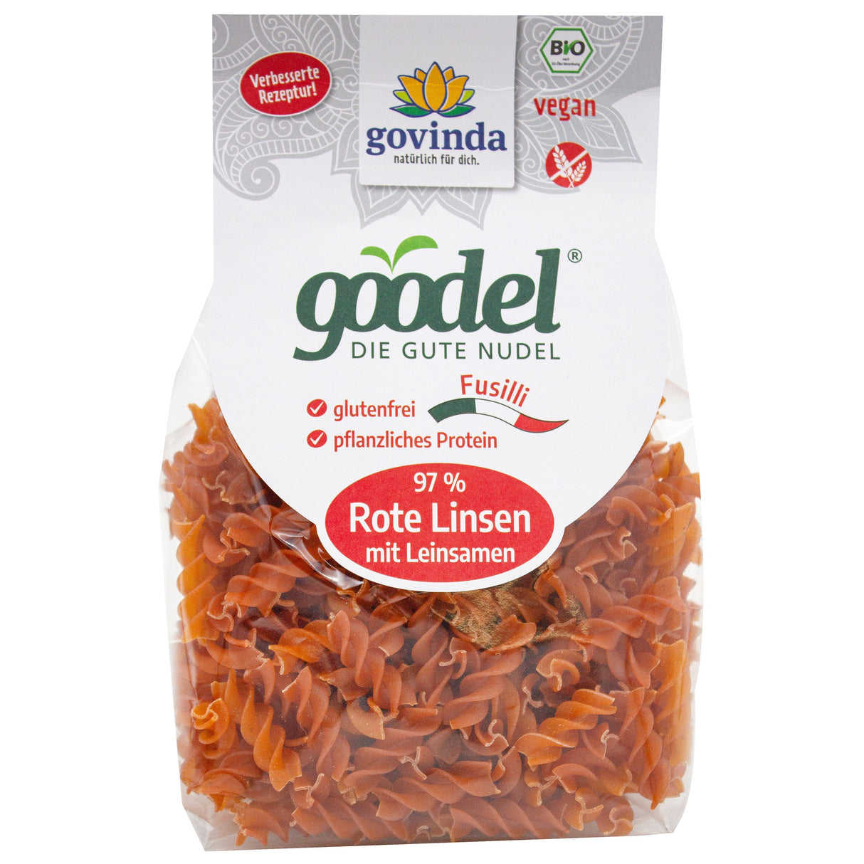 Bio Goodel Fussili Red Lentils Linseed, 250 g