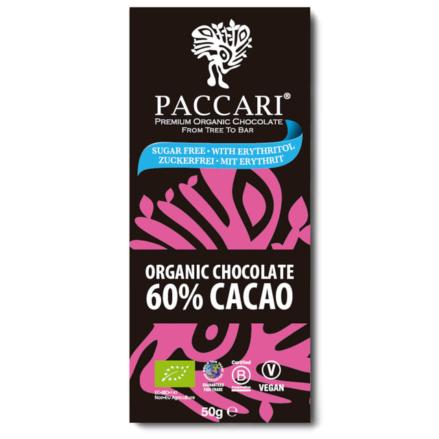 Bio Schokolade 60% Kakao - zuckerfrei, 50 g