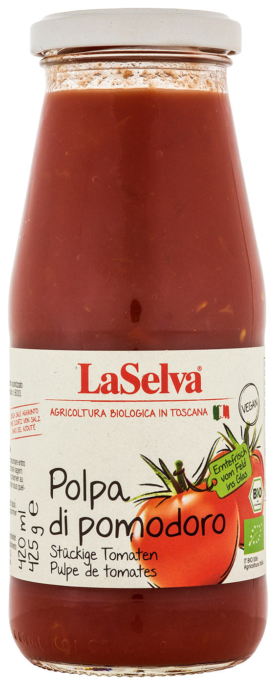 Bio Polpa di pomodoro, stückige Tomaten, 425 g - YOGISHOP