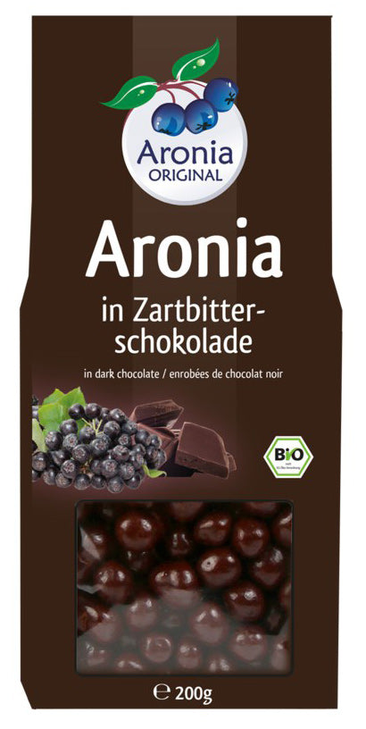 Bio Aroniabeeren in Zartbitterschokolade, 200 g - All-Bio Naturkost