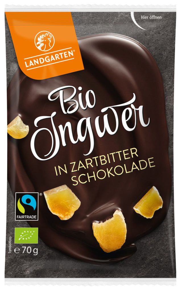 Bio Ingwer in Zartbitter-Schokolade, 70 g - YOGISHOP