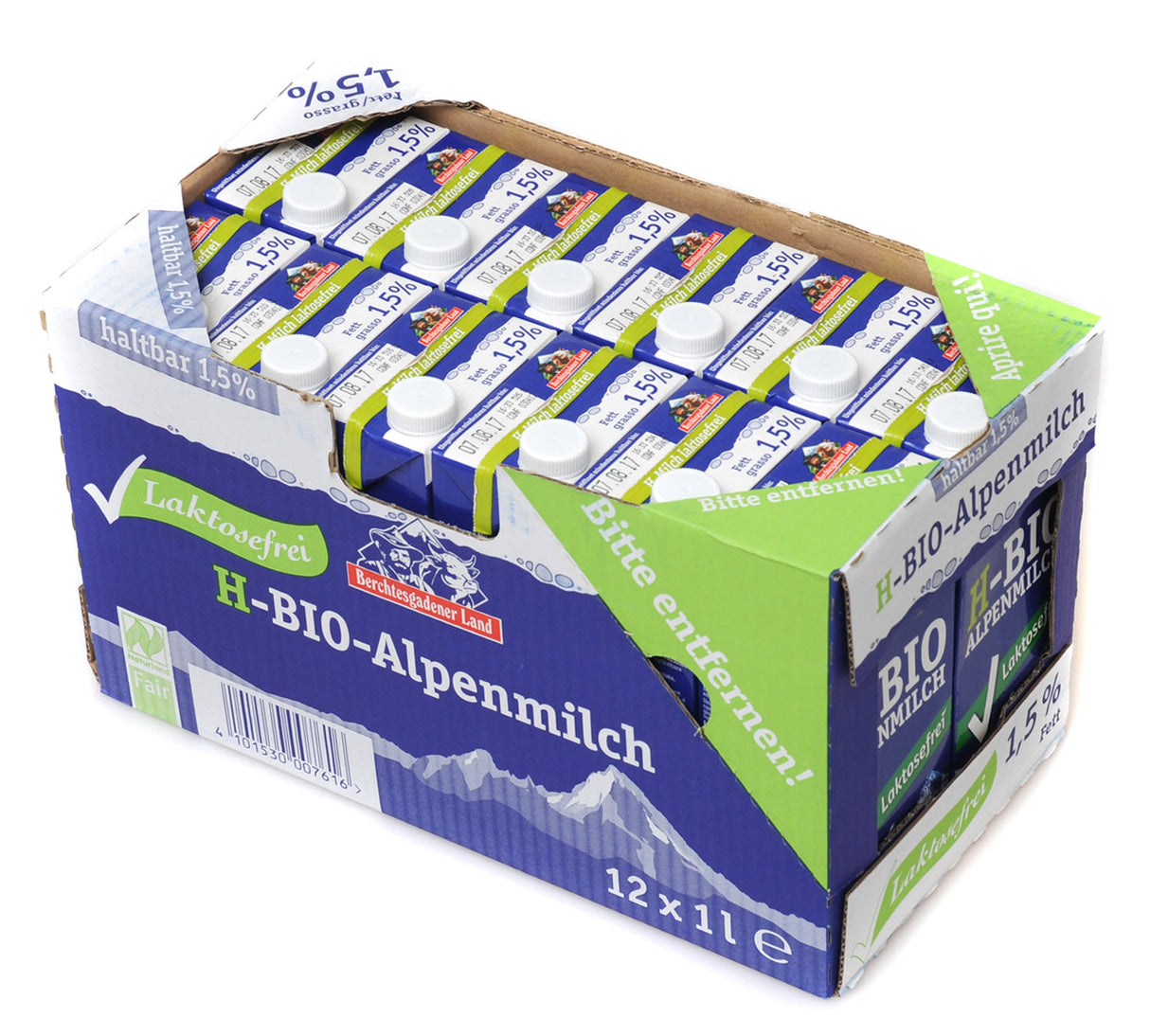 Haltbare Bio-Alpenmilch laktosefrei 1,5%, 12x1 l - YOGISHOP