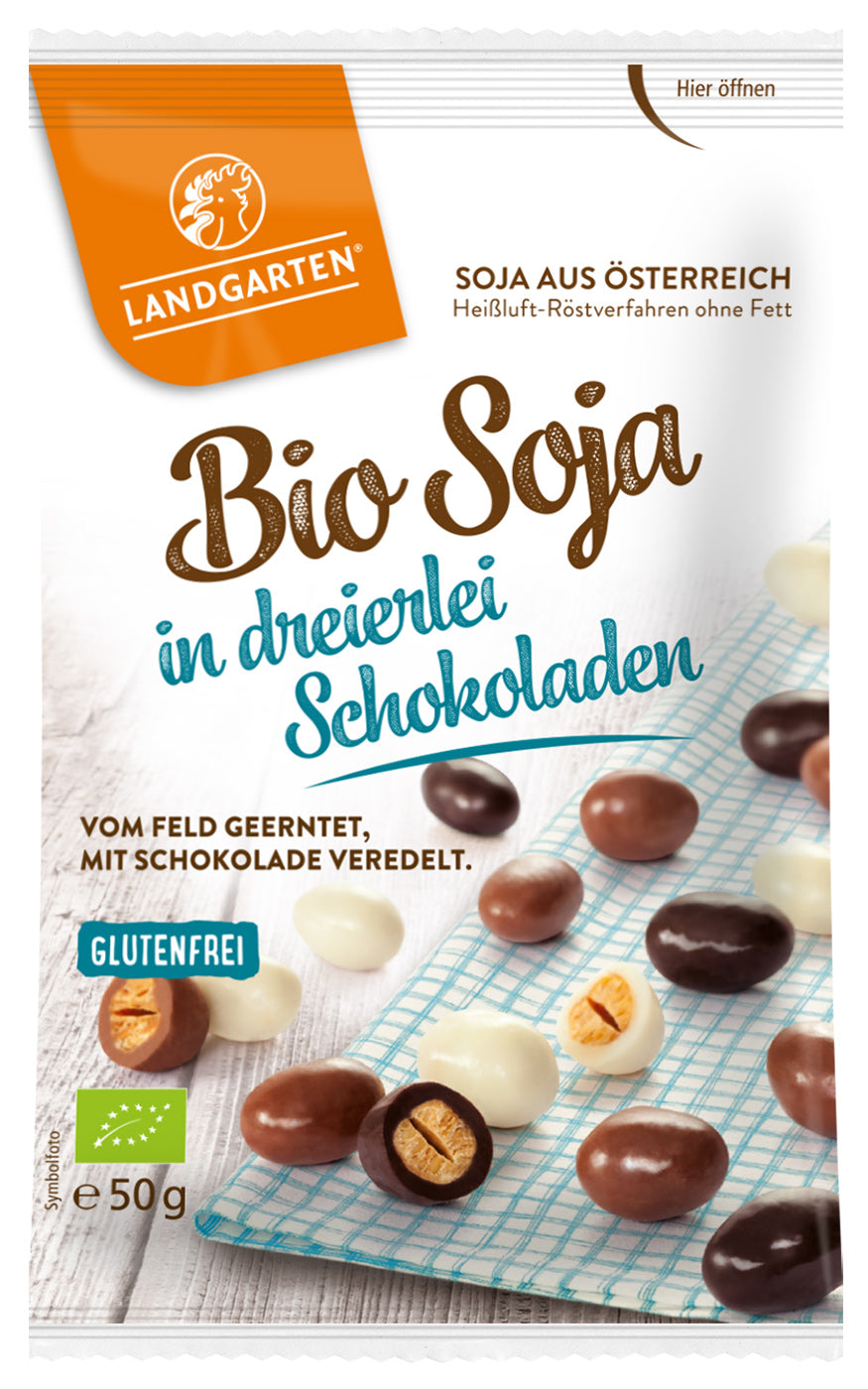 Bio Soja in dreierlei Schokoladen, 50 g - YOGISHOP