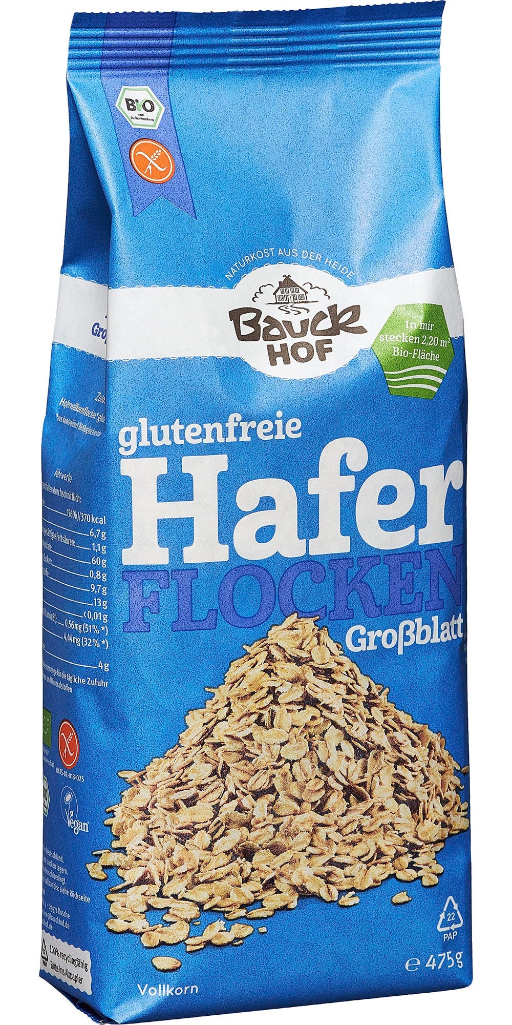 Bio Haferflocken Großblatt, glutenfrei, 475 g - All-Bio Naturkost