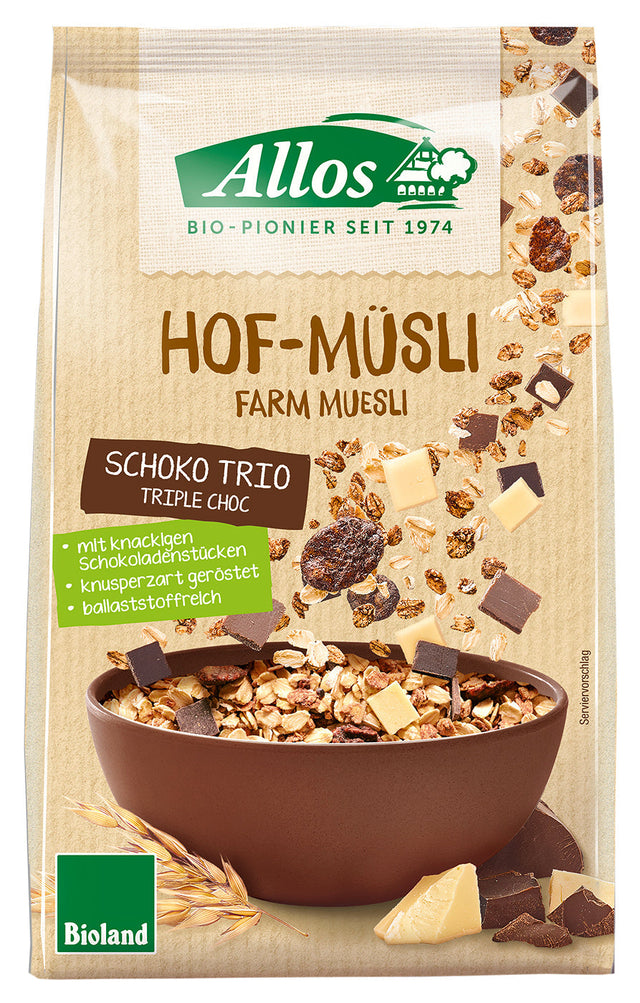 Bio Hof-Müsli Schoko Trio, 375 g - All-Bio Naturkost