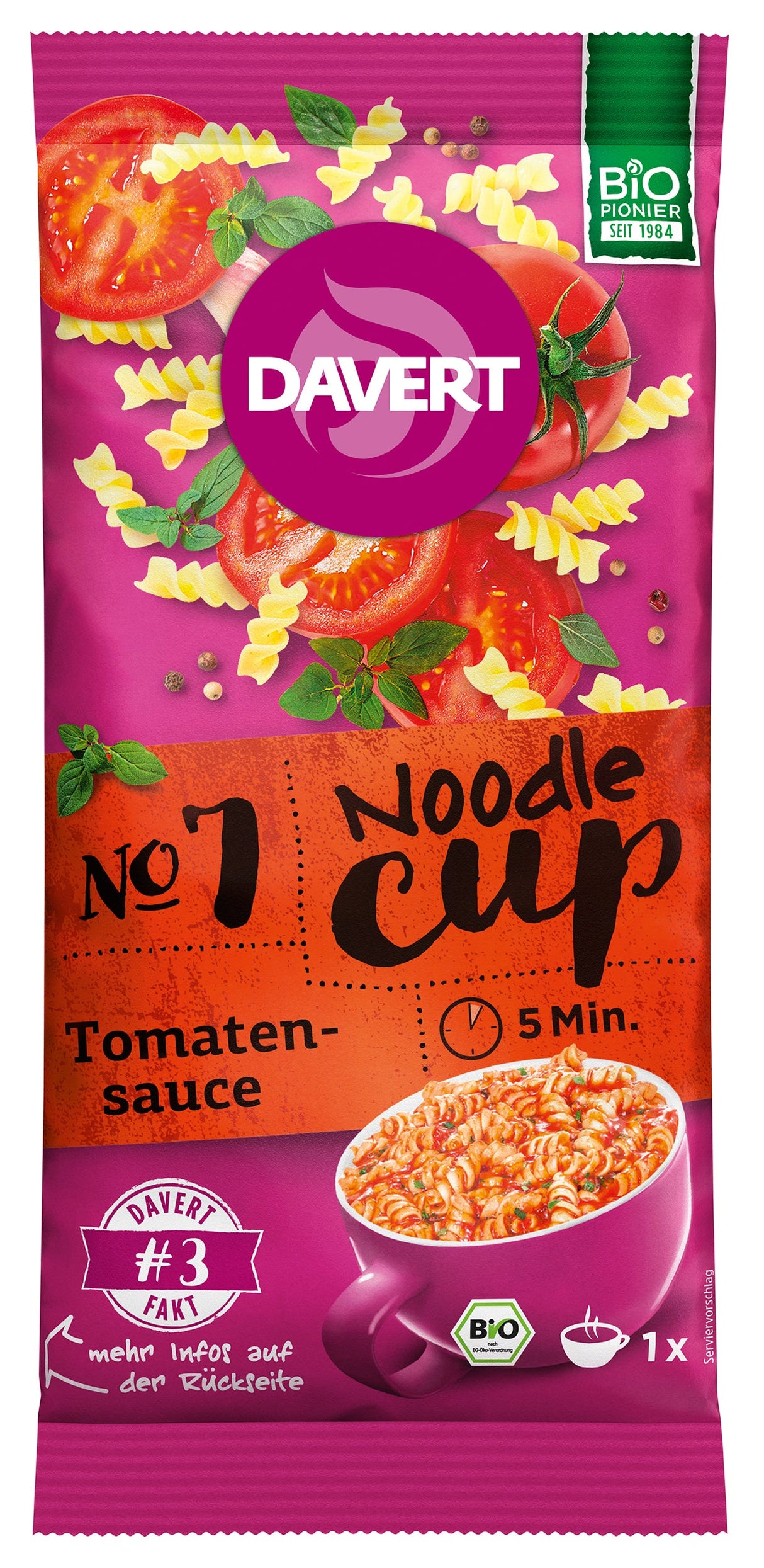 Bio Noodle-Cup Tomatensauce, 67 g - YOGISHOP