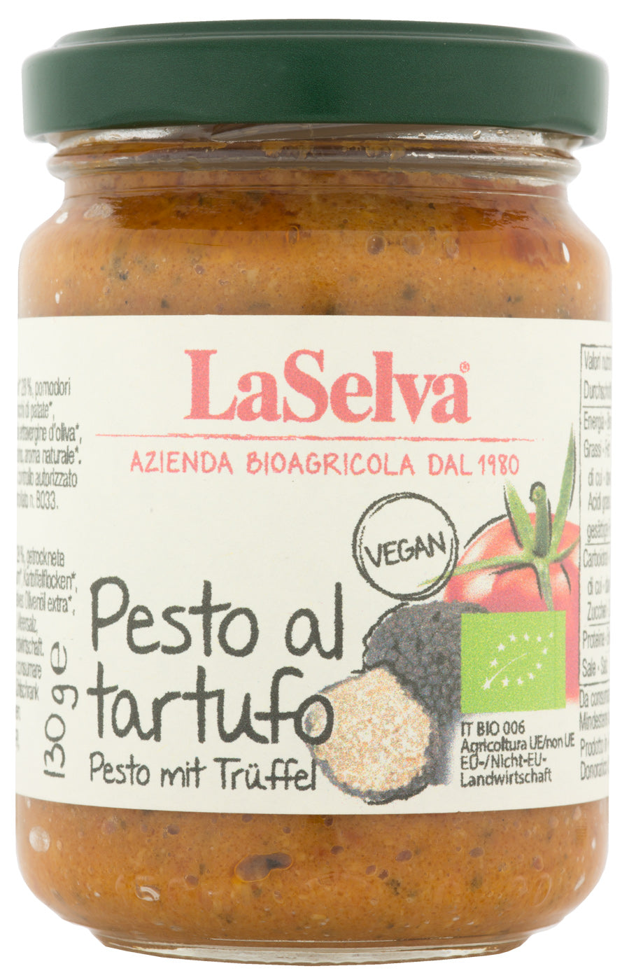 Bio Pesto al tartufo, Pesto mit Trüffel, 130 g - YOGISHOP