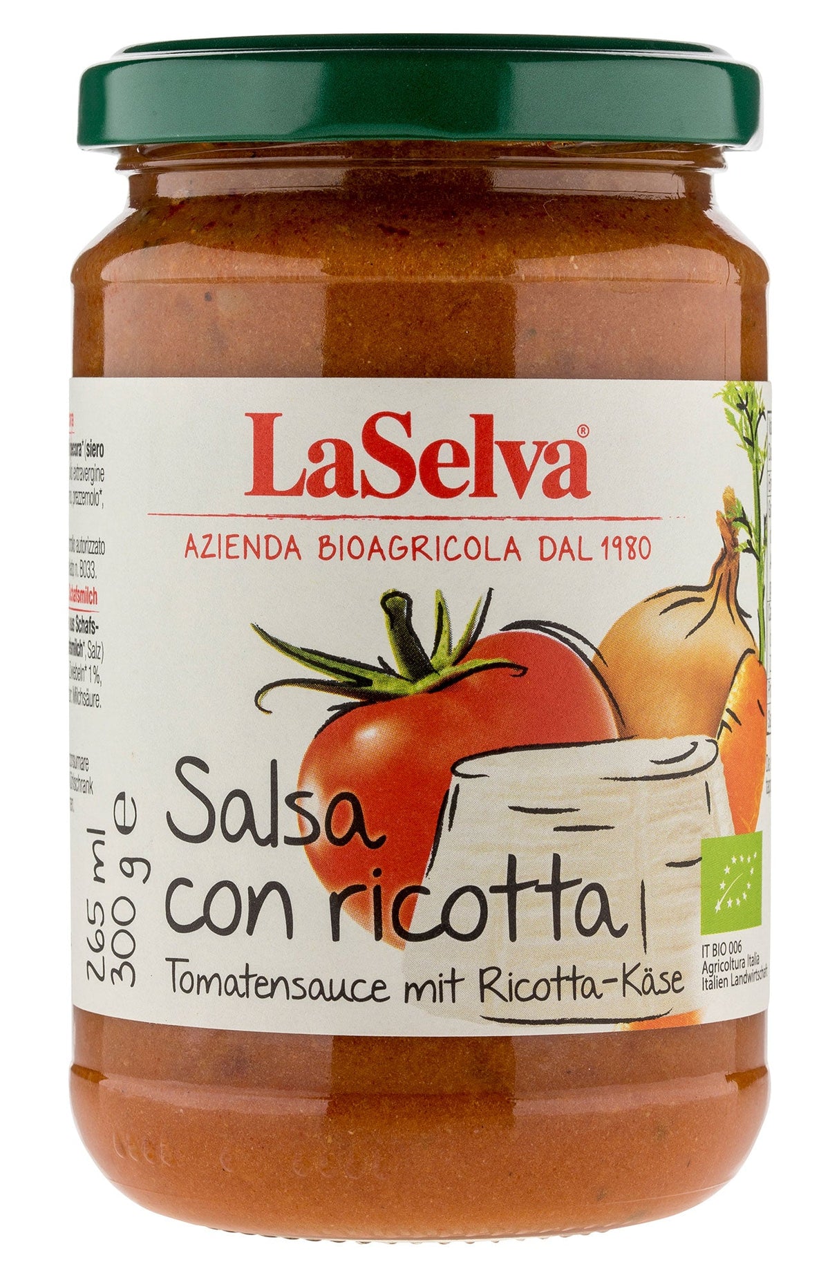 Bio Salsa con ricotta, Tomatensauce mit Ricotta-Käse, 300 g - All-Bio Naturkost