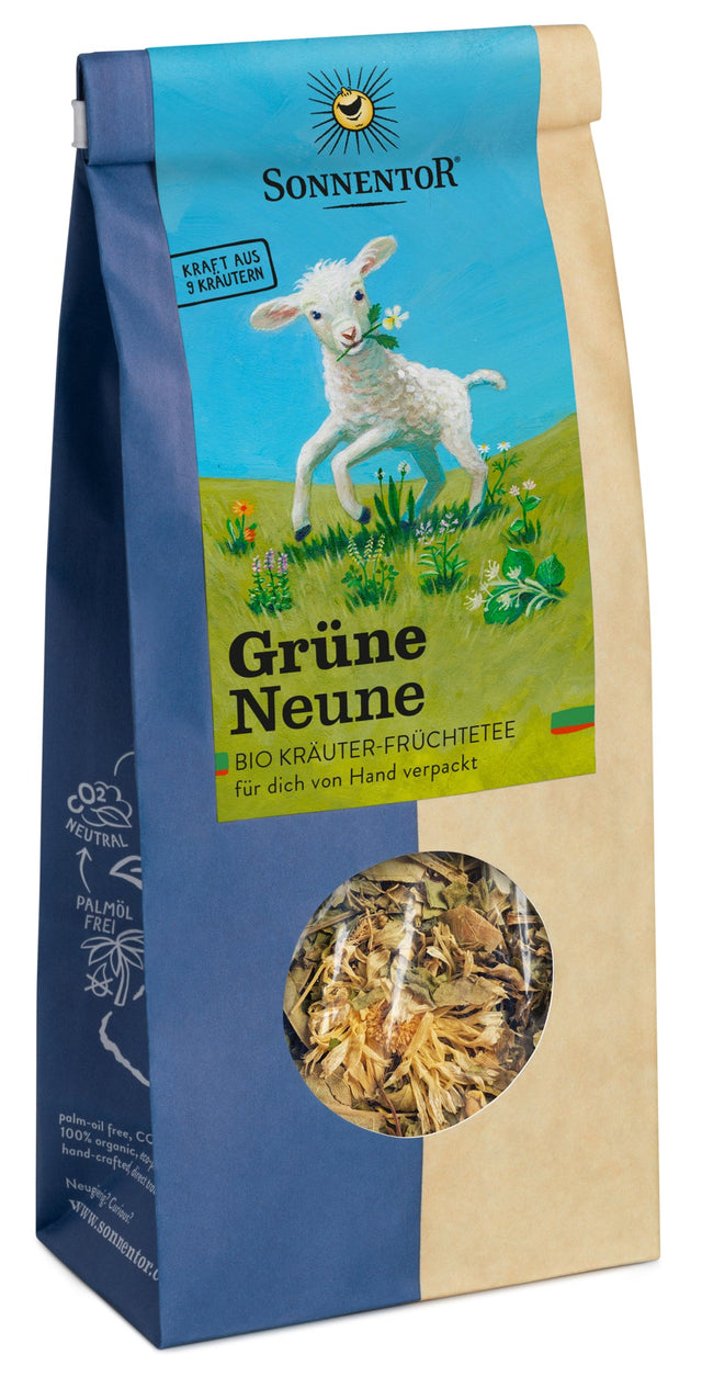 Bio Kräuter-Früchteteemischung "Grüne Neune", lose, 60 g - YOGISHOP