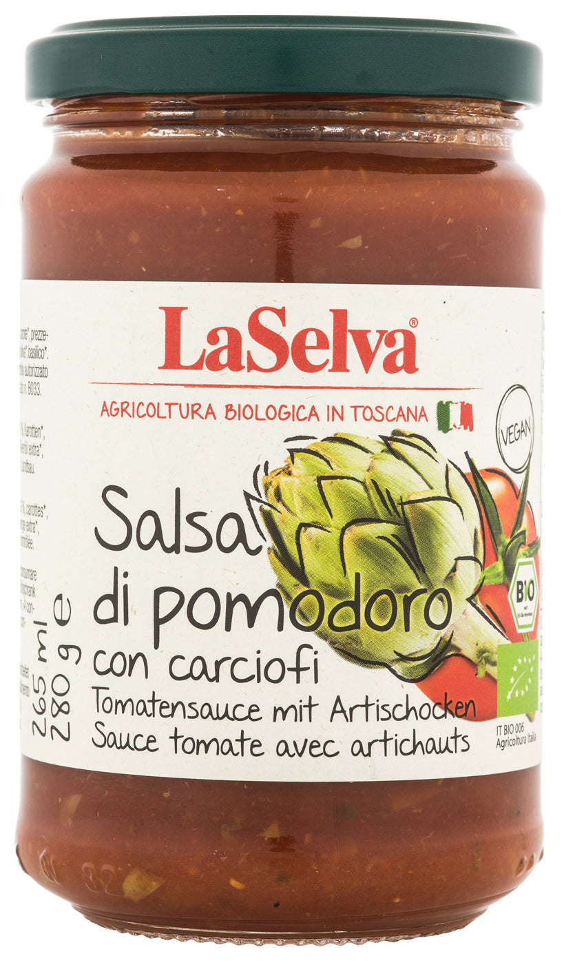 Bio Salsa di pomodore con carciofi, Tomatensauce mit Artischocken, 280 g