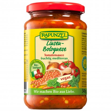 Bio Tomatensauce Linsen-Bolognese vegan, 325 ml 