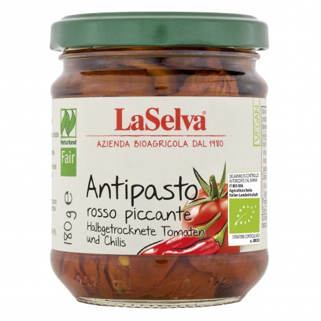 Bio Antipasto rosso piccante in Olivenöl, 180 g 