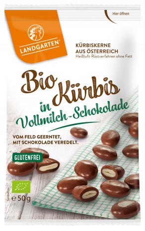 Bio Kürbis in Vollmilch-Schokolade, 50 g 
