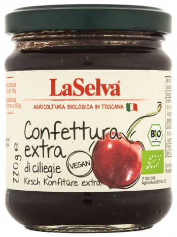 Bio Confettura extra di ciliegie, Kirsch Konfitüre extra, 220 g 
