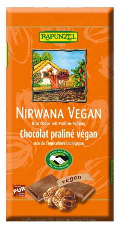 Bio Nirwana Vegan Schokolade Rice Choco mit Praliné-Füllung, 100 g 